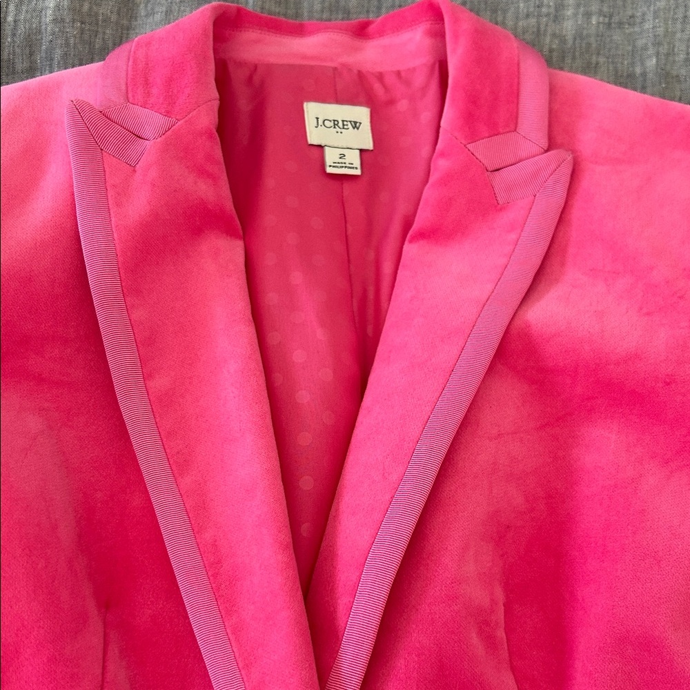 JCrew Velvet One-Button Blazer Brilliant Berry - Picture 3 of 6